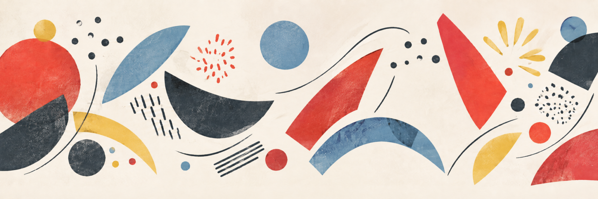 Composition abstraite et colorée évoquant le mouvement et la musique